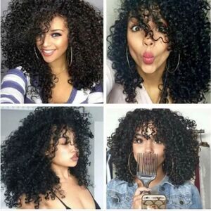 Women's Lady Natural Short Curly Wavy Wig Black Ladies Synthetic Hair Costume